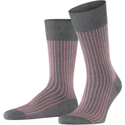 Afbeelding van FALKE Oxford Stripe herensokken grijs melange (steel melangeange) Maat: 43 44