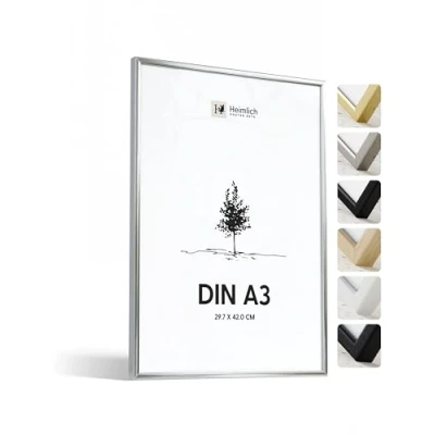 Afbeelding van Heimlich® 1 x A3 fotolijst 30 42 cm champagne zilver metaal 29,7 grote collage metalen lijst aluminium