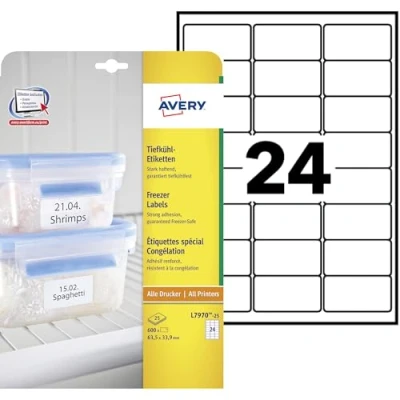 Afbeelding van Avery diepvriesetiketten Ft 63,5 x 33,9 mm (b h), wit, doos van 600 etiketten etiket