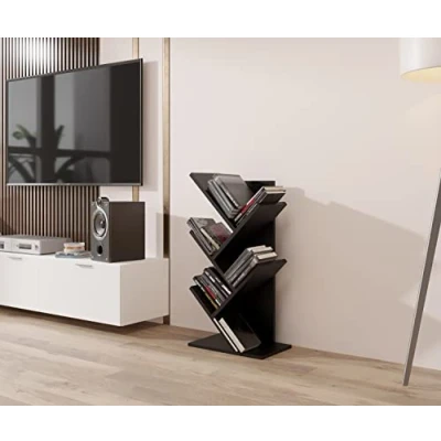 Afbeelding van ComfortCove Boom Boekenkast, Kantoor Vrijstaand Opbergrek voor Woonkamer, Slaapkamer of Keuken, 5 Planken, Zwart