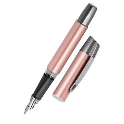Afbeelding van Online Campus Rosegold Ergonomische vulpen voor school, universiteit, stabiele middelgrote veer, zacht gripgedeelte, standaard inktpatronen, navulbaar, beginners, studenten, volwassenen