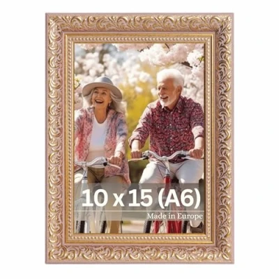 Afbeelding van Victor Antieke fotolijst &quot;Rubens&quot; in 10x15cm Rose Gold lijst: 30x20mm echt glas barokke stijl antiek frame