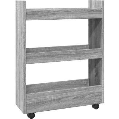 Afbeelding van vidaXL Opbergtrolley smal 3 laags bewerkt hout grijs sonoma eiken