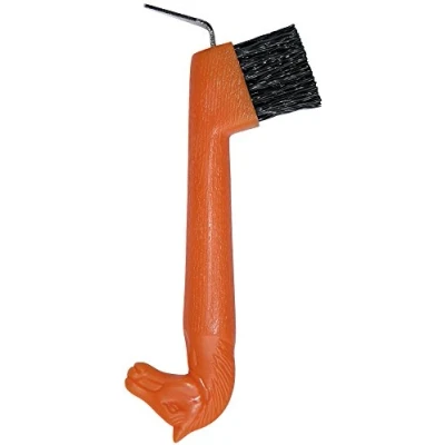 Afbeelding van Harry&#039;s Horse Hoevenkrabber en Borstel Paardenhoofd Oranje One Size Agradi.be