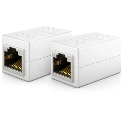 Afbeelding van deleyCON 2 x CAT6 koppeling kabelconnector netwerkkabel patchkabel ethernetkabel modulaire adapter afgeschermd bus RJ45 DSL LAN wit