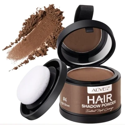 Afbeelding van Haarpoeder, lichtbruin, 4 g, verbindingspoeder, verdichting van het haar, concealer voor haarverdikking, dames en heren, wind waterbestendig, verbergen de wortels (bruin