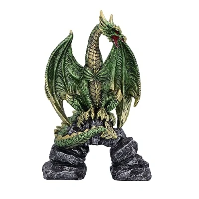 Afbeelding van Nemesis Now Beeld/figuur Haranu Groene Metallic Draak Beeldje 15.5cm geweldig als cadeau!