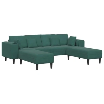 Afbeelding van vidaXL Velvet Sofa met kussen 3 pcs Donkergroen Fluweel