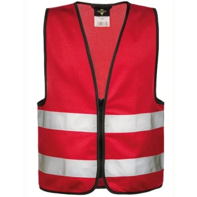 Afbeelding van Korntex Kids ́ Hi Vis Safety Vest With Front Zipper Aalborg KX201 Red