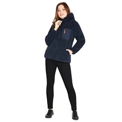 Afbeelding van CityComfort Damestrui met capuchon, warme en zachte fleecejas voor dames tieners, wintertrui Navy Blauw