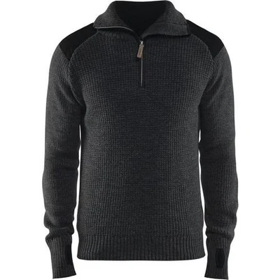 Image de Sweat en laine col zippé gris foncé/noir