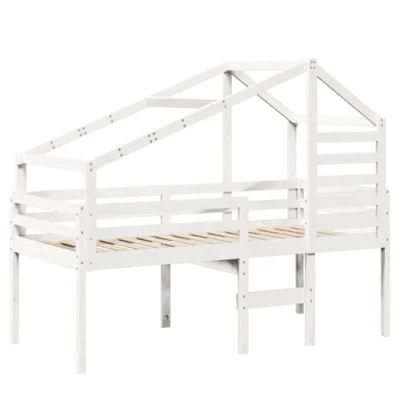 Afbeelding van vidaXL Hoogslaper met bedhuis 75x190 cm massief grenenhout wit