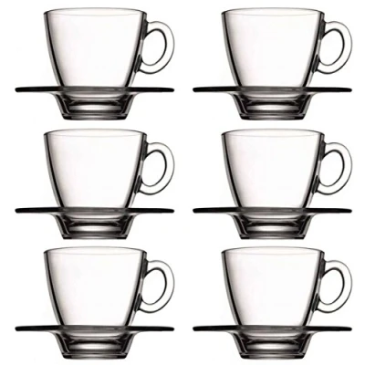 Afbeelding van Set van 12 espressokopjes met schoteltje Aqua