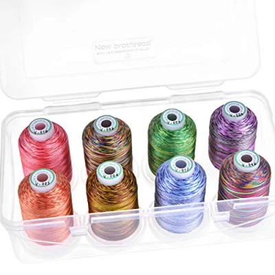Afbeelding van New brothread 15 opties 8 klikspoelen van 1000 m, elk polyester borduurgaren met transparante kunststof opbergdoos voor borduurwerk en quilten verschillende kleur1