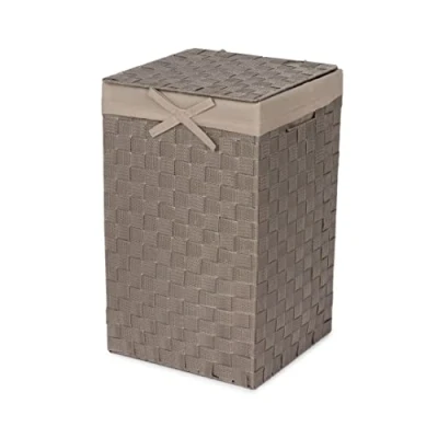 Afbeelding van Compactor Vierkante wasmand met deksel, voor kleding in slaapkamers en badkamers, afneembare voering handgrepen, taupe, Stan serie