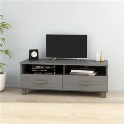Afbeelding van Tv meubel HAMAR 106x40x40 cm massief grenenhout lichtgrijs