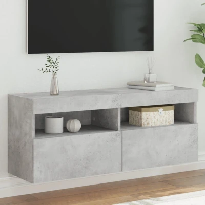 Afbeelding van vidaXL Tv wandmeubel met LED verlichting 100x30x40 cm betongrijs