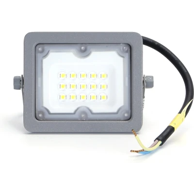 Afbeelding van Buitenlamp grijs LED bouwlamp 10W=90W schijnwerper koelwit 4000K 90 lichthoek waterdicht IP65