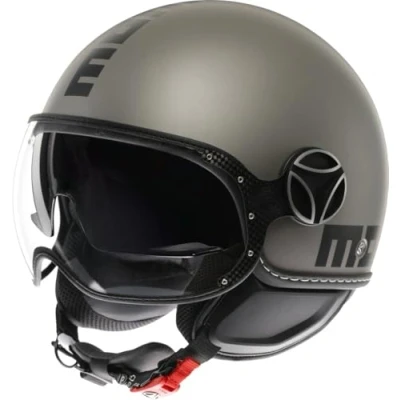Afbeelding van MOMODESIGN FGTR EVO E2206 jethelm met zonneklep, open helm voor motorfiets en scooter dames heren, titanium mat/zwart, M