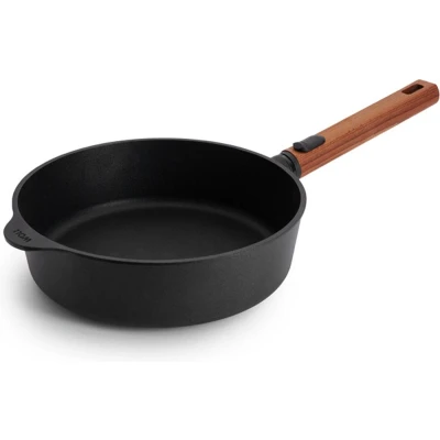 Afbeelding van WOLL EcoLogic QXR Hapjespan inductie met houten afneembare greep Ø280mm H 70mm Zwart