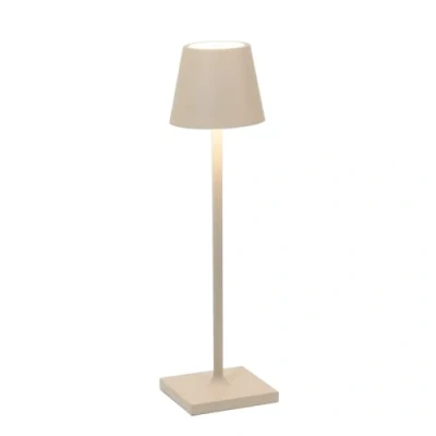 Afbeelding van Zafferano Poldina Pro Micro led tafellamp, draadloos, oplaadbaar, touch lamp, dimbaar, voor binnen en buiten, IP65, temp. licht 2200 2700 3000 K, aluminium, hoogte 27,5 cm (zandkleurig)