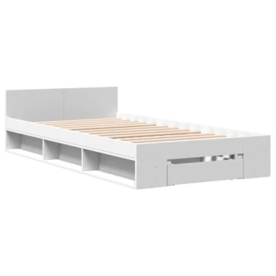 Afbeelding van vidaXL Bedframe met lade bewerkt hout wit 90x190 cm