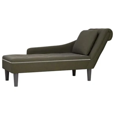Afbeelding van vidaXL Chaise longue met kussen&amp;rechterarmleuning kunstleer legergroen
