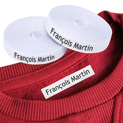 Afbeelding van 100 x stoffen etiketten om op te strijken voor de identificatie van kleding (strijken) Gepersonaliseerde naam het markeren kleding. Ideaal kinderen en woonzorgcentra. (100)