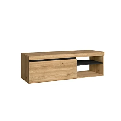 Afbeelding van Skraut Home Platform, tv kast, modulair, woonkamer, 41 x 120 40 cm, geschikt voor 32/40/50 inch tv, Scandinavische stijl, grote eiken/zwart eiken en zwart cm