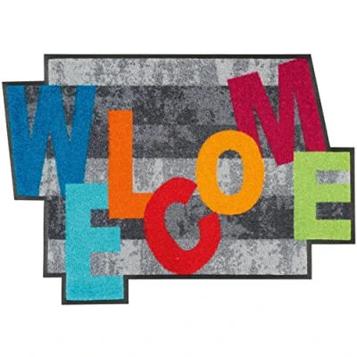 Afbeelding van wash+dry Crazy Welcome Deurmat, wasbaar, voor binnen en buiten, 60 x 85 cm