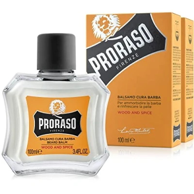 Afbeelding van Proraso Wood &amp; Spice baardbalsem, 2 x 100 ml, baardbalsem die jeuk en ongemak verzacht verlicht, gemaakt in Italië