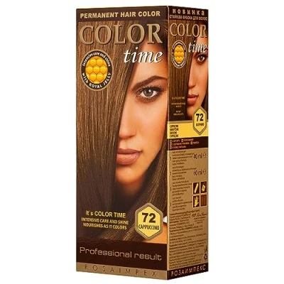 Afbeelding van COLOR TIME permanente gelkleur kleur cappuccino 72 verrijkt met koninklijke gelei en vitamine C haarkleur dekt grijs haar 100 ml