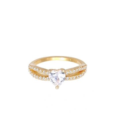 Afbeelding van Elli Heart Classic Ring goldcoloured, Dames, Maat: 54, Gold coloured