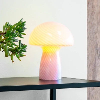 Afbeelding van Dyberg Larsen Paddenstoel tafellamp, roze, hoogte 23 cm, glas