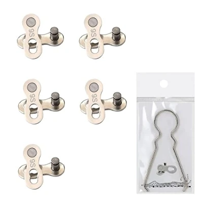 Afbeelding van Fietsketting, 5 paar fietsen, ontbrekende schakels, snelkoppeling, mountainbike ketting, zilver, herbruikbaar, voor 9 versnellingen, met gereedschap
