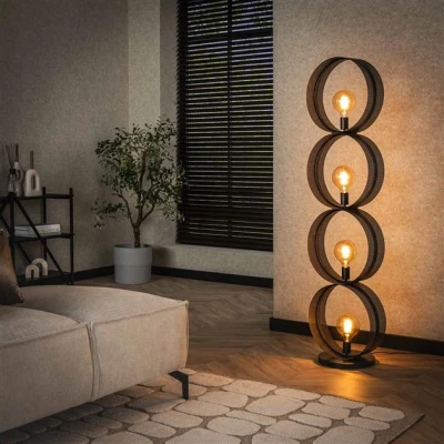 Afbeelding van Hoyz Collection Vloerlamp 4L Ring Geperforeerd Charcoal