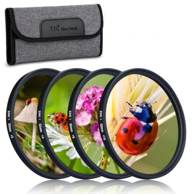 Afbeelding van JJC 4 x 52 mm macrofilter (+2, +4, +8, +10) met lensfilterhoes voor Canon Nikon Sony Pentax Olympus Fuji DSLR camera