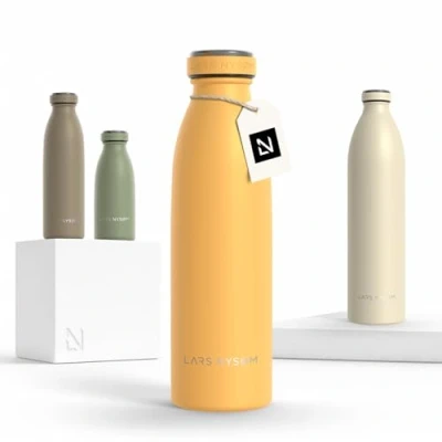 Afbeelding van LARS NYSØM &#039;Ren&#039; Roestvrijstalen drinkfles 500ml BPA vrij geïsoleerde waterfles 0,5 Liter Spicy Mustard