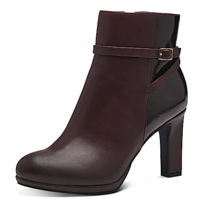 Afbeelding van Marco Tozzi Korte laarzen, Dames, Maat: 39, Bordeaux comb Textiel/ synthetisch
