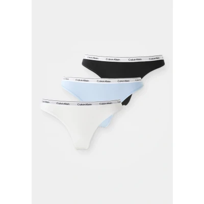 Afbeelding van Calvin Klein Underwear Thong Modern LOGO 3 PACK String, Dames, Maat: XS, Black/white/frozen fjiord
