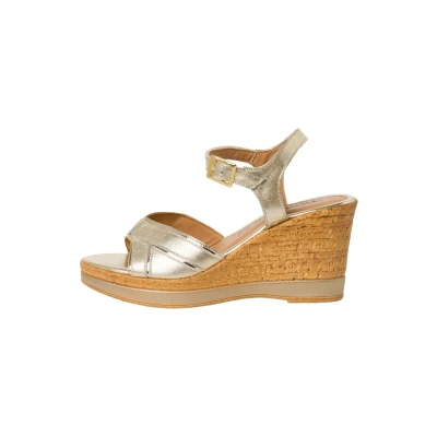 Afbeelding van Tamaris Sandalen met plateauzool, Dames, Maat: 38, Light gold Leer/ synthetisch