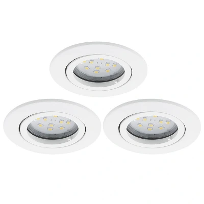 Afbeelding van EGLO Tedo Inbouwspotje LED Ø80mm. Wit Set 3 Spots Kantelbaar