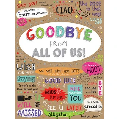 Afbeelding van Piccadilly Greetings Group Ltd Grote moderne kaart tot ziens van ons allemaal 12 x 9 pouHardliness