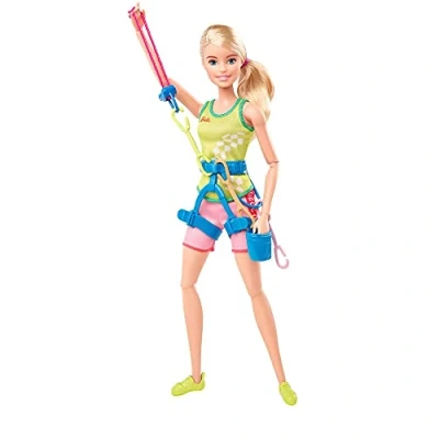 Afbeelding van Barbie Sport Tokyo 2020, klimset, blonde beweegbare pop met Baudrier, Olympische speeljas en accessoires, speelgoed voor kinderen, GJL75 meerkleurig