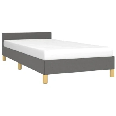 Afbeelding van vidaXL Bedframe met hoofdeinde, donkergrijs, 90 x 200 cm, stof