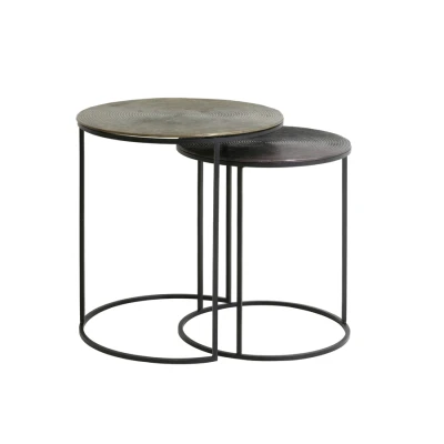 Afbeelding van Light &amp; Living Bijzettafel TALCA Ø49x52cm Brons Set van 2