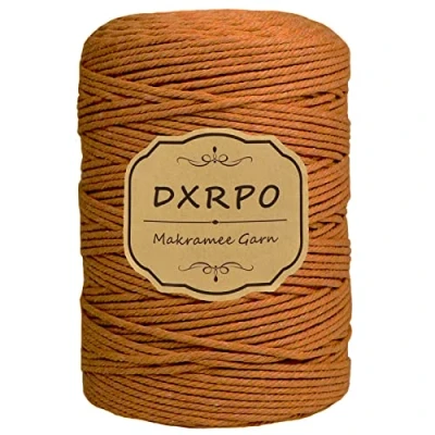 Afbeelding van DXRPO macramétouw, 3 mm x 300 m, 4 laags, natuurlijk katoen, voor macramé gordijn, knutselen, wanddecoratie, slaapkamerdecoratie en decoratie bruiloft, Bohemia (donkerbruin)