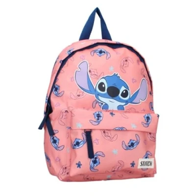 Afbeelding van mybagstory Rugzak Stitch Disney kinderen school basisschool kleuterschool schooltas meisjes maat 31 cm verstelbare bandjes cadeau idee, roze, cm, Roze