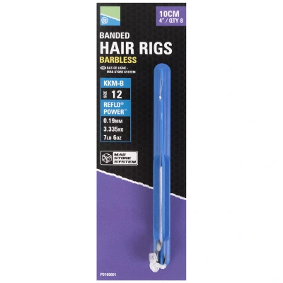 Afbeelding van Preston KKM B Banded Hair Rigs Barbless 10cm (8 pcs) Maat : haak 18 0.17mm
