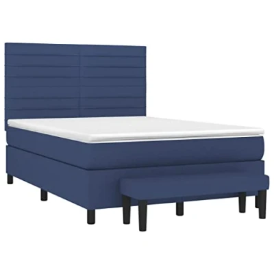 Afbeelding van vidaXL Boxspring met matras stof blauw 140x190 cm